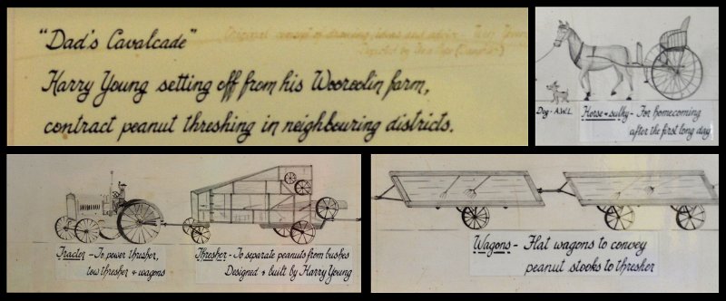 06bKingaroy.jpg - Kingaroy; Heritage museum -  drawing of the early "road train"