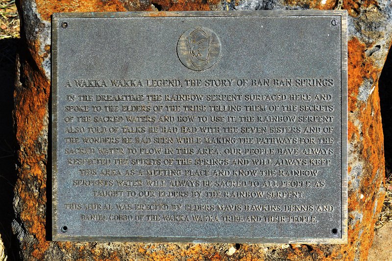 DSC_0005a.JPG - Ban Ban Springs - The commonly seen "Rainbow Serpent" story of Aboriginal historical significance.