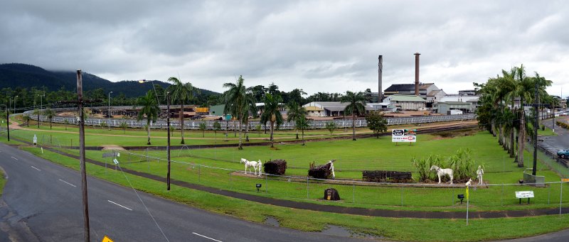 18ParonellaPan01.JPG - Tully sugar mill - cane wagons encircle the mill, waiting for the harvest to start