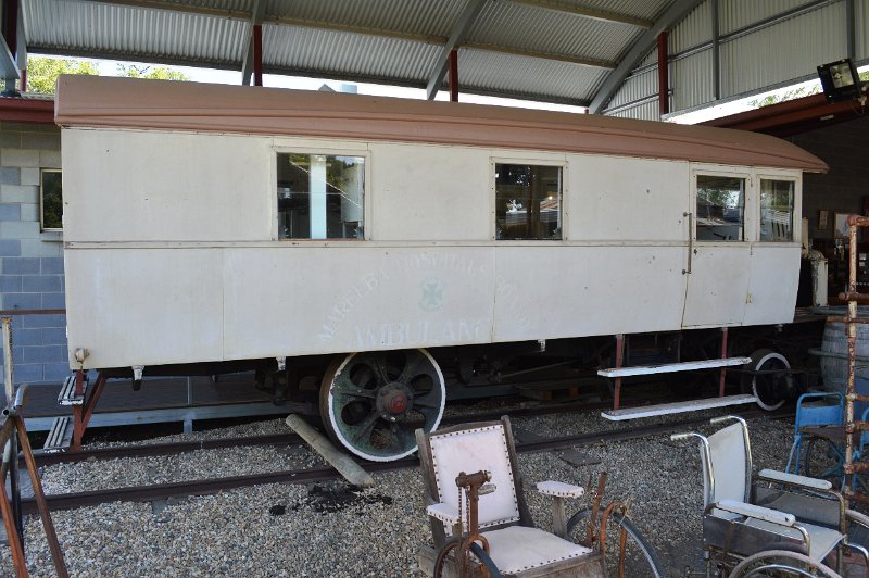 DSC_0068.JPG - Atherton Tablelands - Mareeba Heritage Museum, rail ambulance believed to be built on the chassis of  a London bus