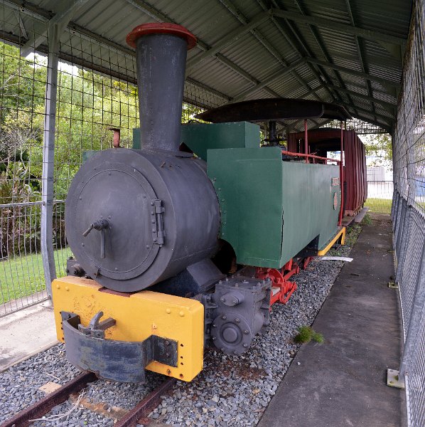 01MossmanPan02.JPG - Restored tramway that linked Mossman and Port Douglas. This engine called "Faugh-A-Ballagh" (Irish for Clear The Way) operated from 1900 to 1958