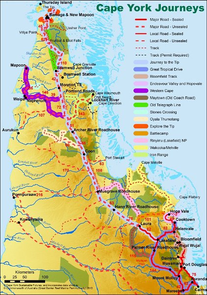 RoadMap.jpg - Cape York - simplified road map