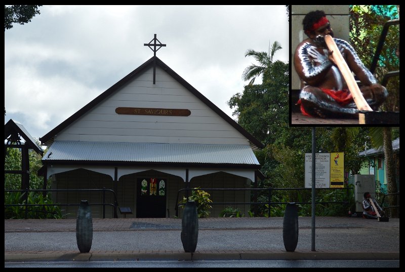 13Kuranda25.jpg - Kuranda Village - St Saviours Anglican Church and Didgeridoo busker