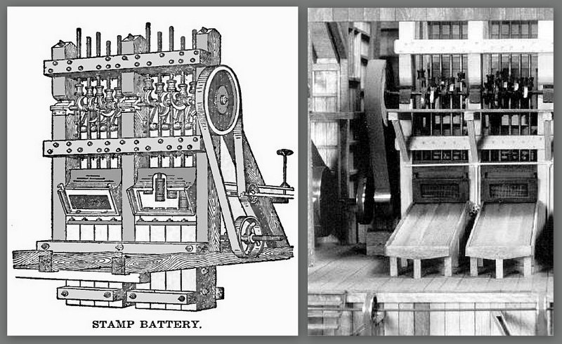 20ChTowers15.jpg - A stamp mill (or stamp battery or stamping mill) is a type of mill machine that crushes material by pounding rather than grinding, either for further processing or for extraction of metallic ores.