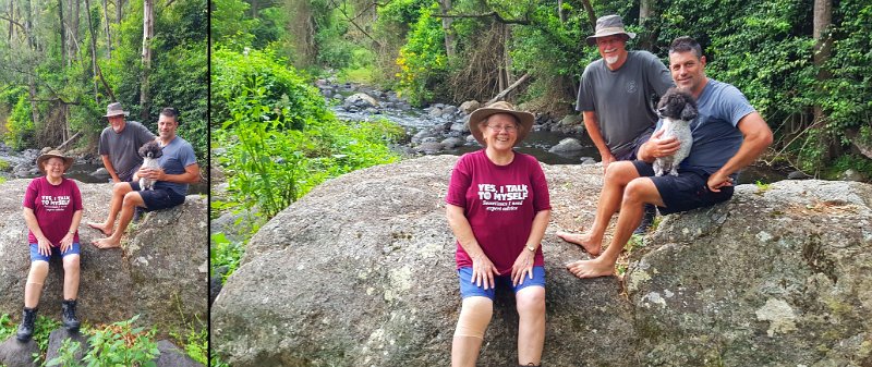 WayWorld4.jpg - Albert River near "Lost World". Joy, Wayne, Matthew, Gizmo